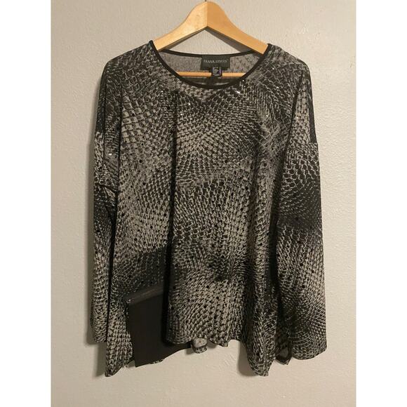 Frank Lyman Design Tops - Frank Lyman Design Womens Tunic Size 12 Black Abstract Sequin Asymmetric Avant